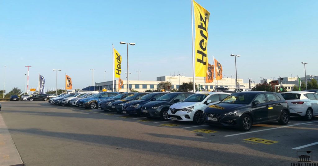 Athens airport car rental: the parking outside Gate 5