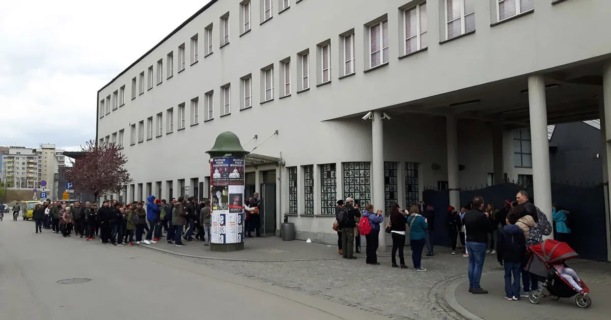 People waiting to enter Oskar Schindler's Enamel Factory