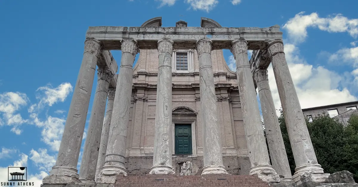 The Antoninus and Faustina Temple at the Roman Forum.