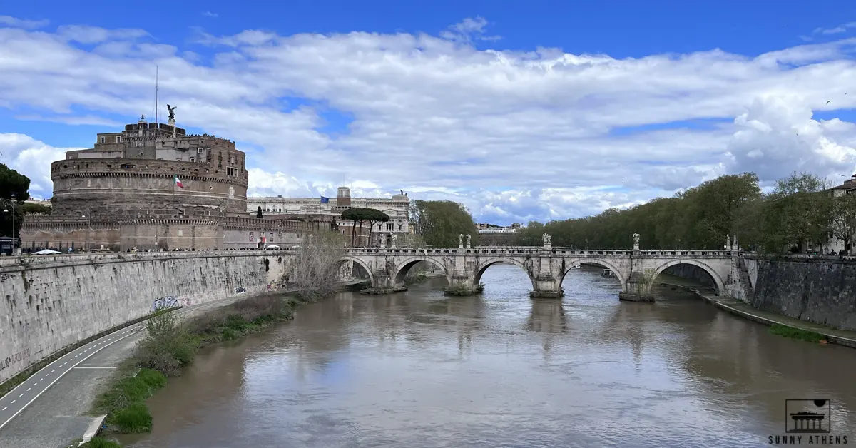 3 Days in Rome Itinerary: Side View of Castel Sant'Angelo and St. Angelo Bridge