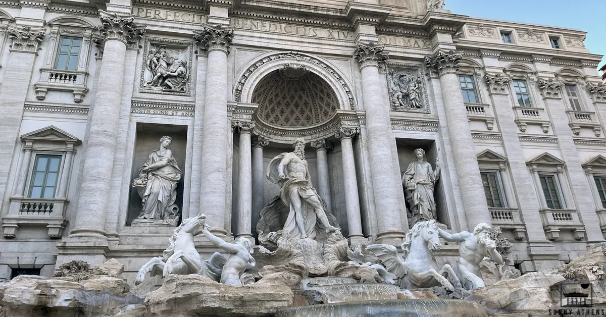 3 Days in Rome Itinerary: Close up of the Titan Oceanus in the Trevi Fountain