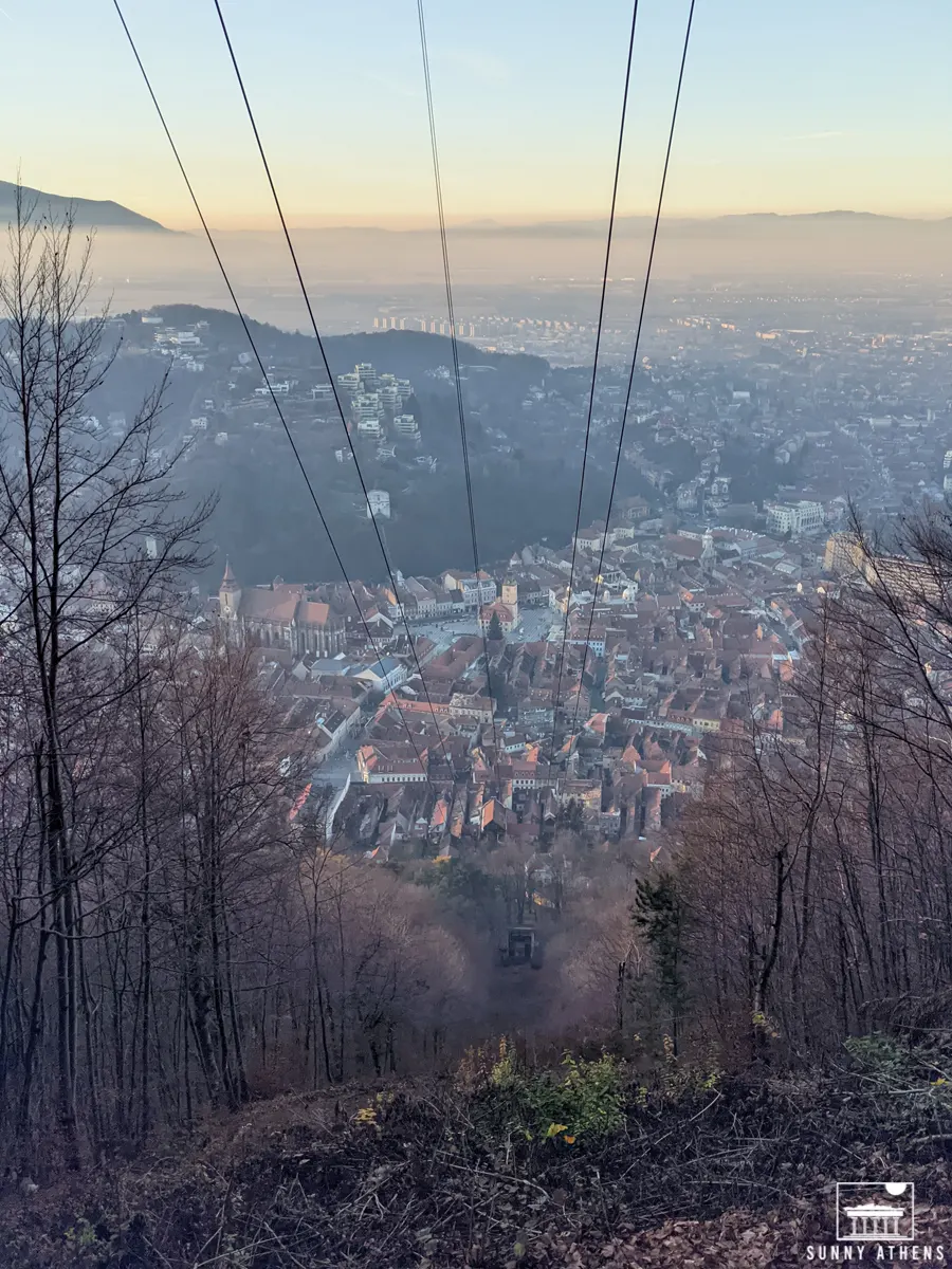 Brasov in 2 Days Itinerary: Tampa Cable Car with and the Old Town city center in the background.