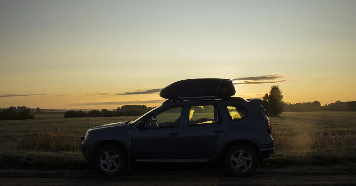 Suv car during sunset.