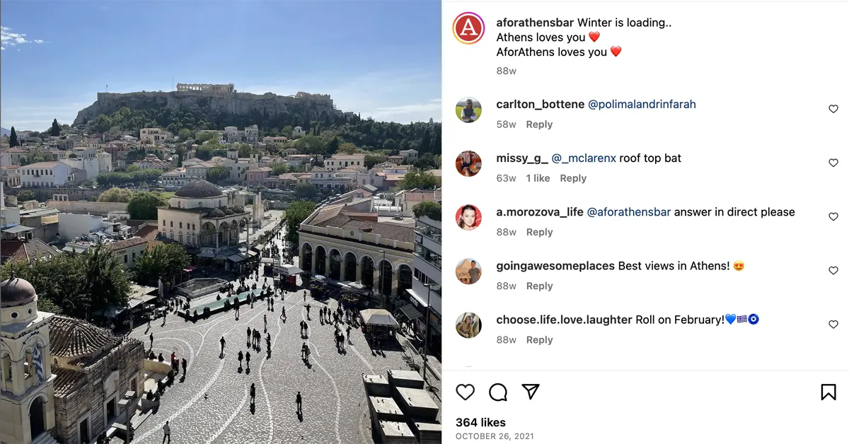 Best Rooftop Bars in Athens: A daytime view of the Acropolis and Monastiraki Square from A for Athens rooftop.