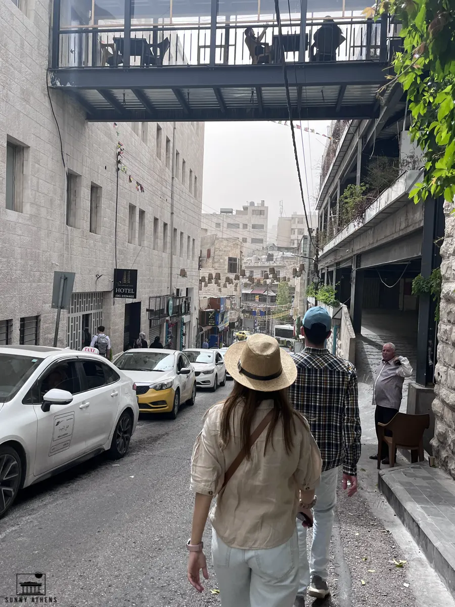 7 Days in Jordan Itinerary: Chrysavgi and I exploring the streets of Amman on a guided tour.