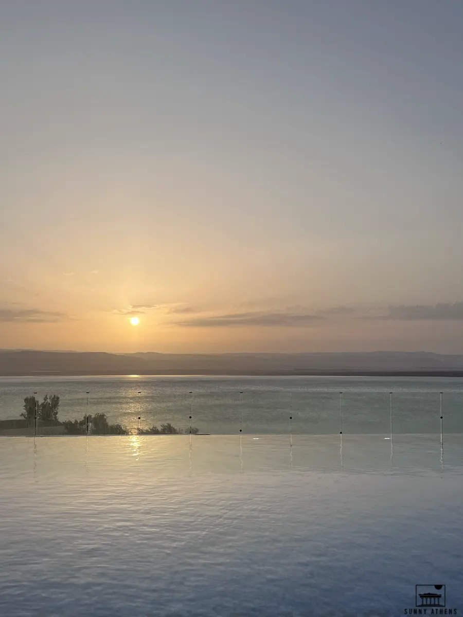 Sunset in the Dead Sea, creating a tranquil and breathtaking view.