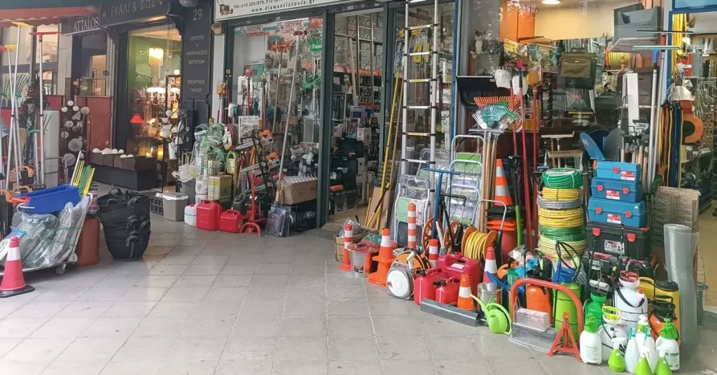 A store with tools and specialized equipment in Athinas street, one of Athens' local markets.