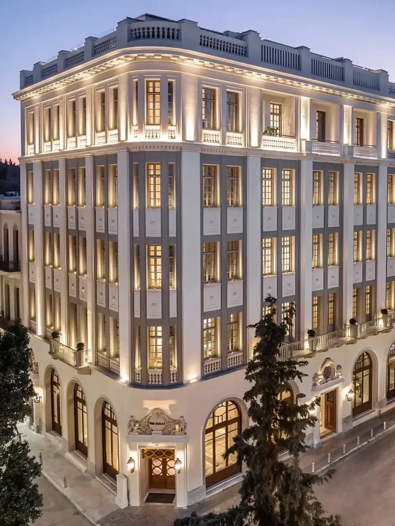 The impressive renovated building of hotel The Dolli at Acropolis in Athens