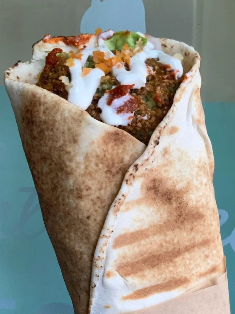 A delicious falafel pita in Athens.