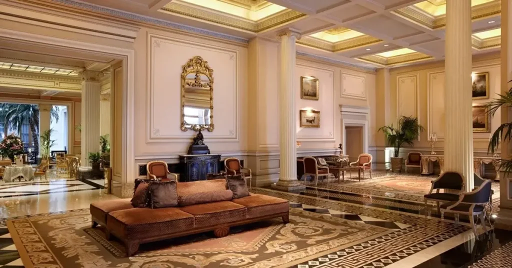 The impressive living room of Grande Bretagne hotel in Athens