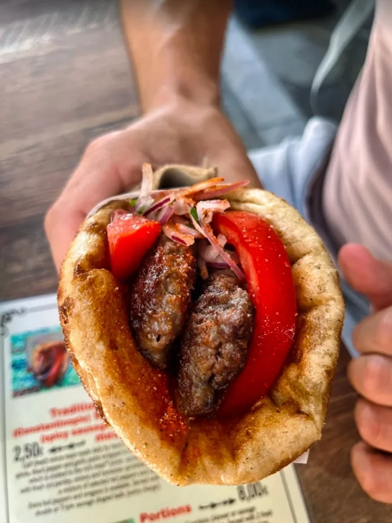 A delicious souvlaki pita in Athens Greece.