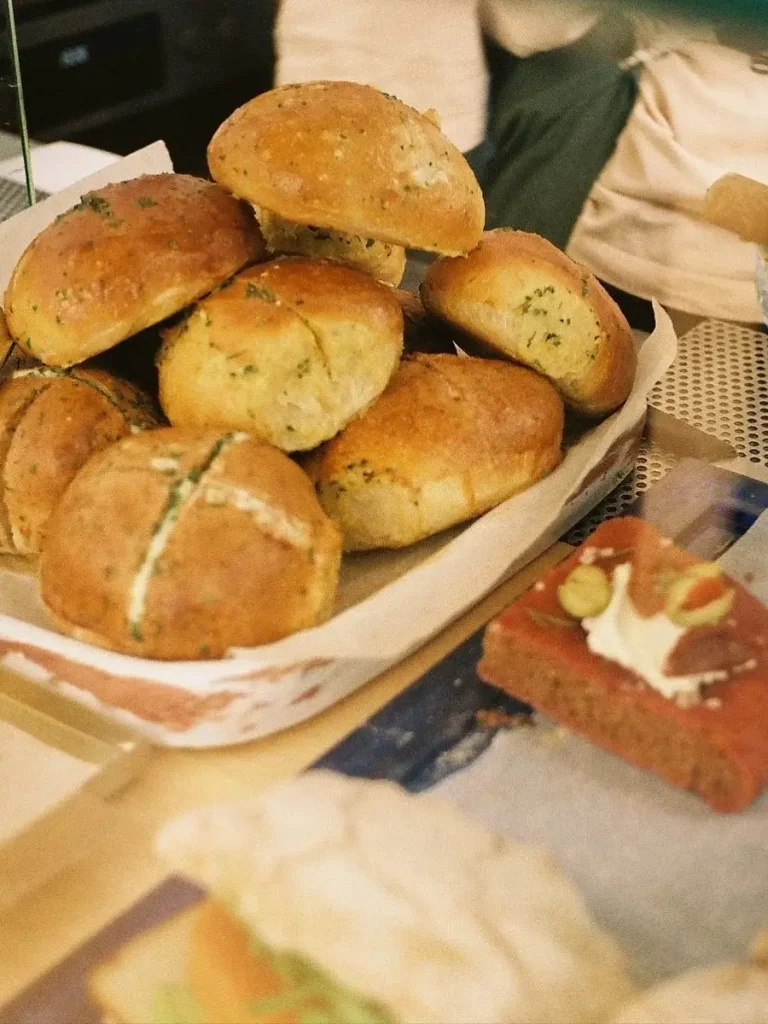 Fresh bread and cake in brunch menu of The Morning Bar in Koukaki Athens.