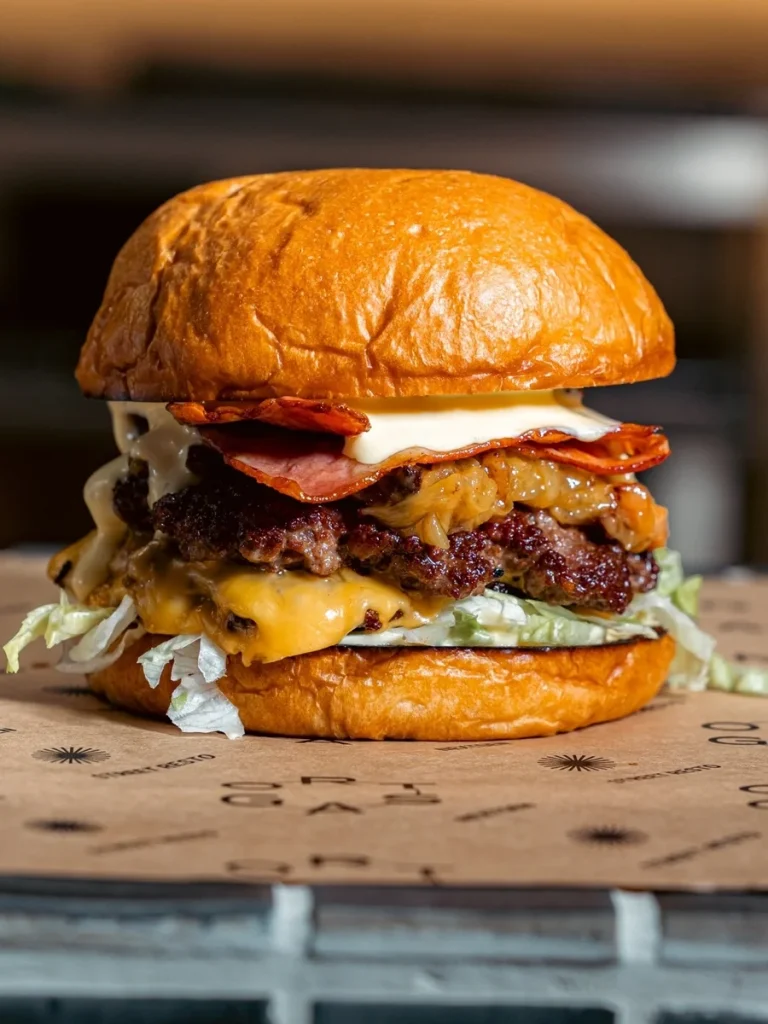 A substantial burger in the menu of bourger house Ortsag in Athens