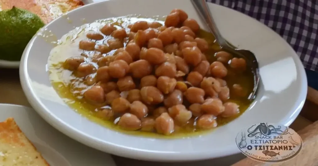 Slow cooked chickpeas, a traditional food in Paros Greece.