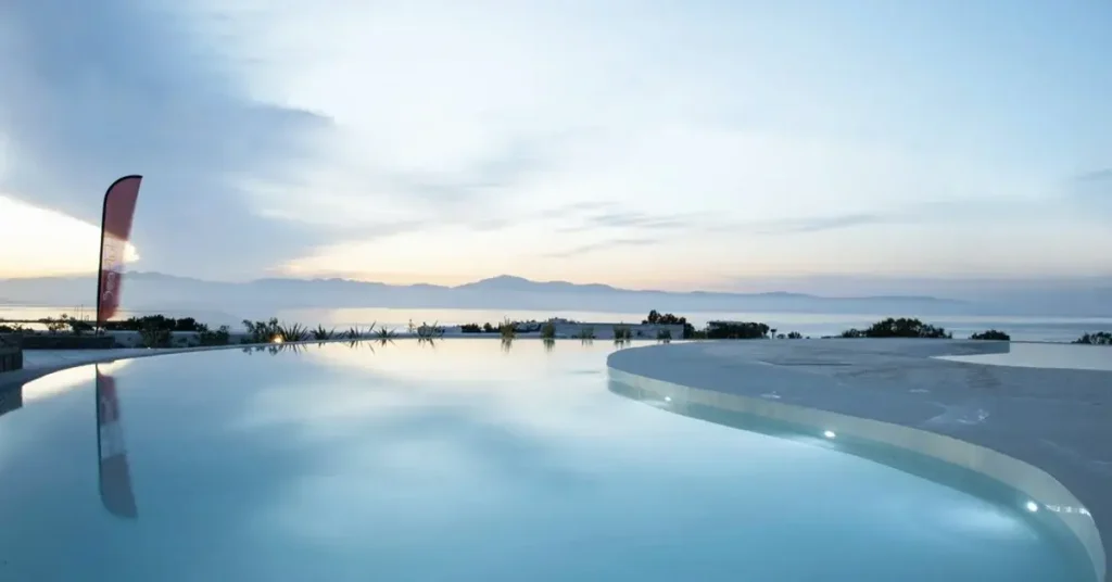 The amazing pool of Summer Senses luxury hotel in Paros Greece.