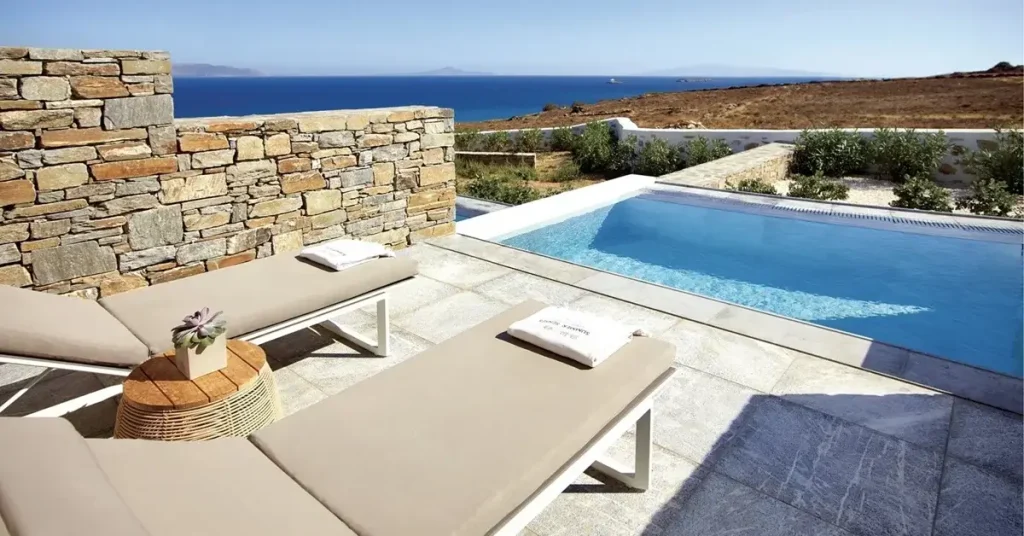 A suite with private pool at Summer Senses luxury hotel in Paros Greece