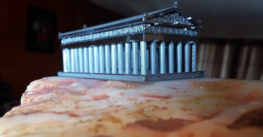 Acropolis myths and legends: graphic model of the Parthenon.