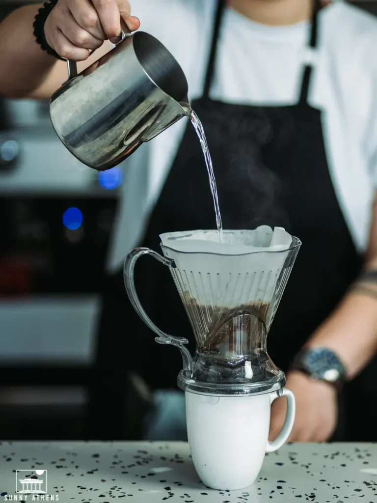 Preparing cold brew coffee in Athens.